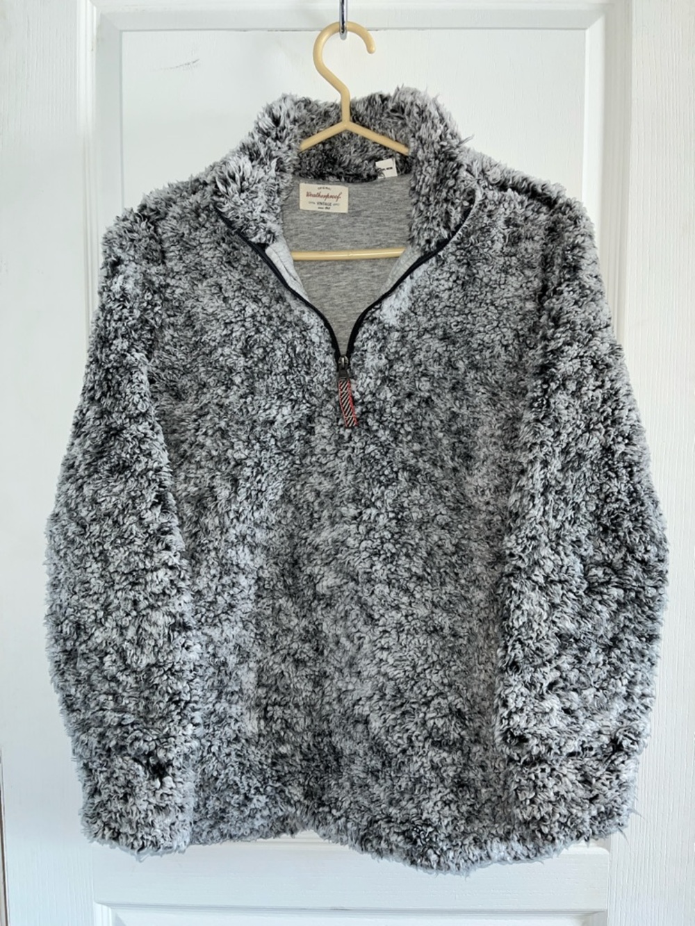 Gray Shaggy Quarter-Zip Fleece Sweater